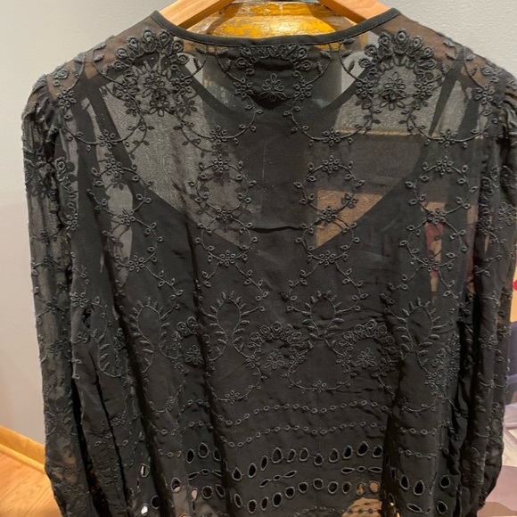 J. Crew NWT Embroidered Black Blouse with Cami Long Sleeve - Picture 6 of 6